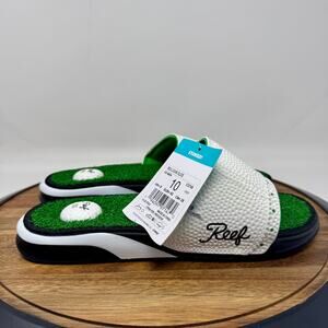 Reef Mens 10 Mulligan Slide Golf Turf Insole Flip Flop TeeHolder Novelty Sandals